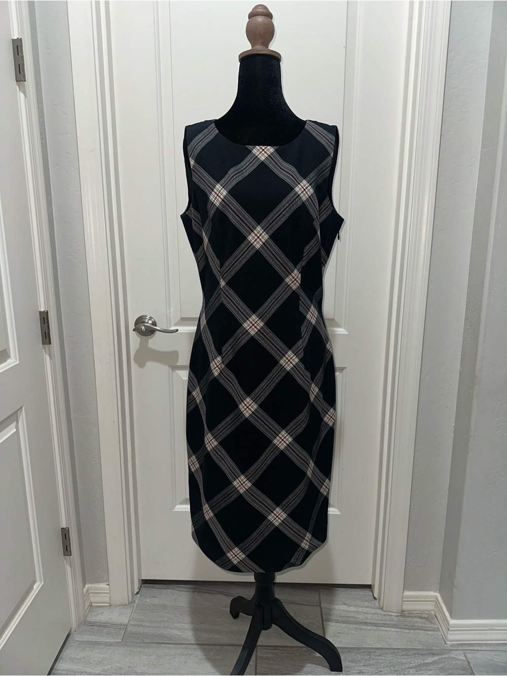 Worthington Black Plaid Sheath Dress